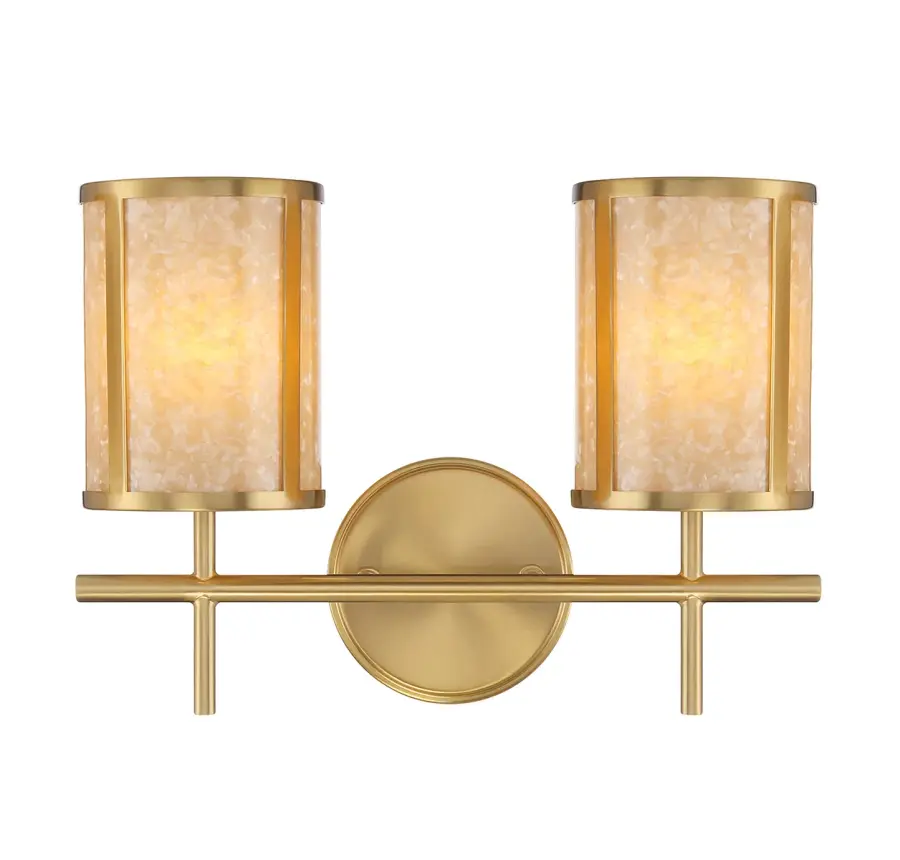 Camden 2-Light Bathroom Vanity Light in Warm Brass - Image 1