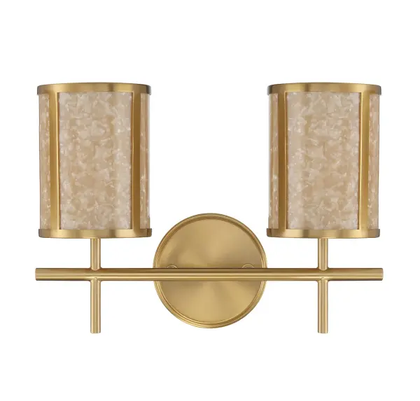 Camden 2-Light Bathroom Vanity Light in Warm Brass - Image 2