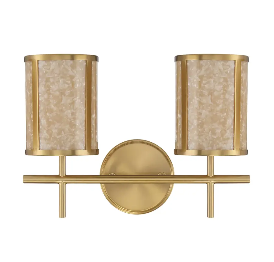 Camden 2-Light Bathroom Vanity Light in Warm Brass - Image 2