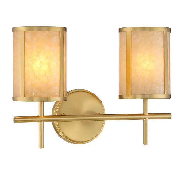 Camden 2-Light Bathroom Vanity Light in Warm Brass - Image 3