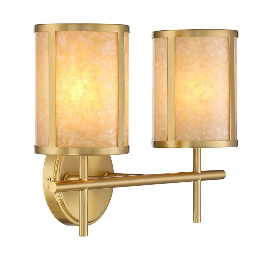 Camden 2-Light Bathroom Vanity Light in Warm Brass - Image 4