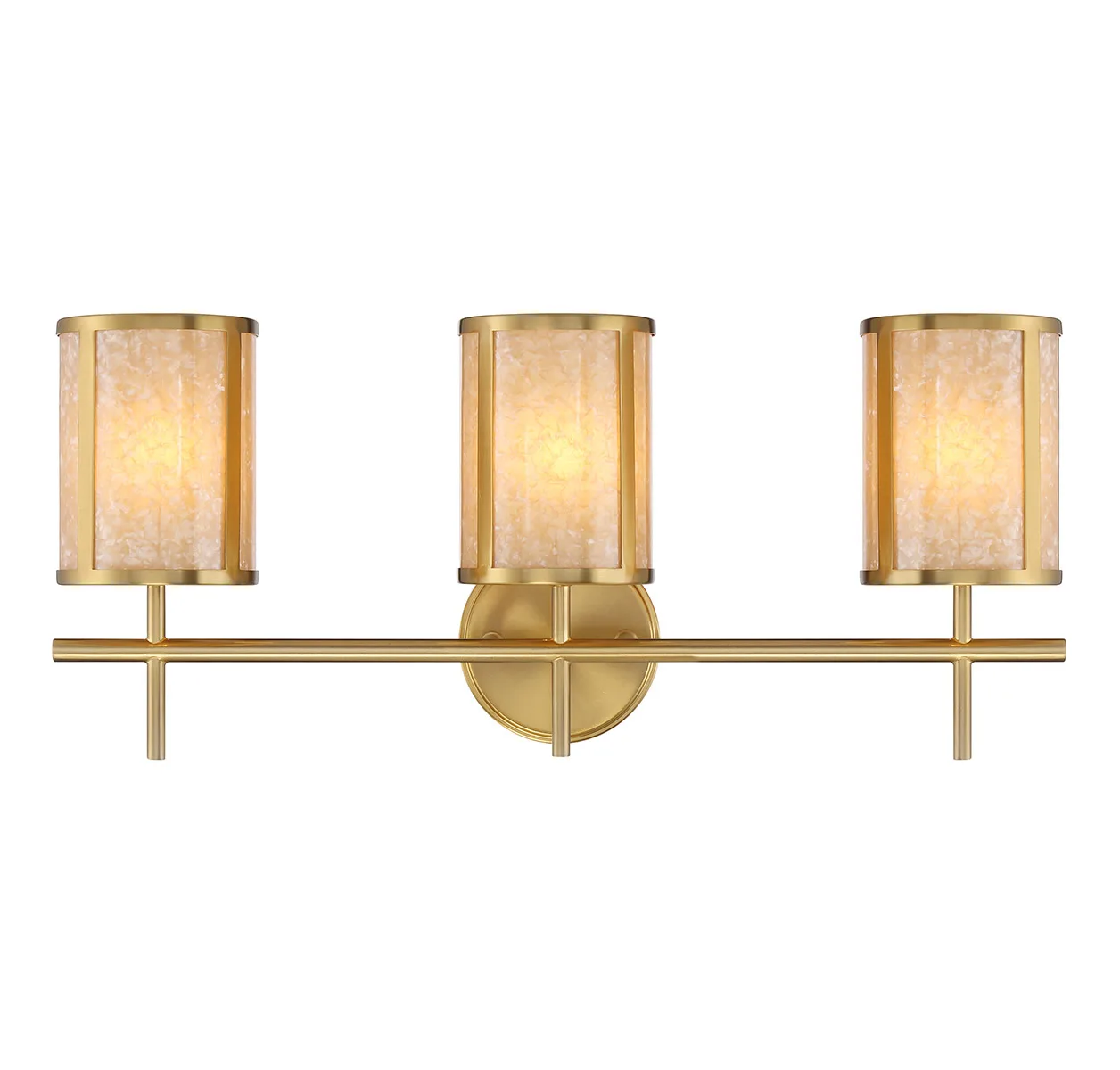 Camden Three Light Bathroom Vanity in Warm Brass