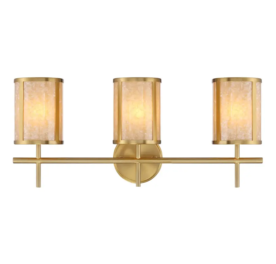 Camden 3-Light Bathroom Vanity Light in Warm Brass - Image 1
