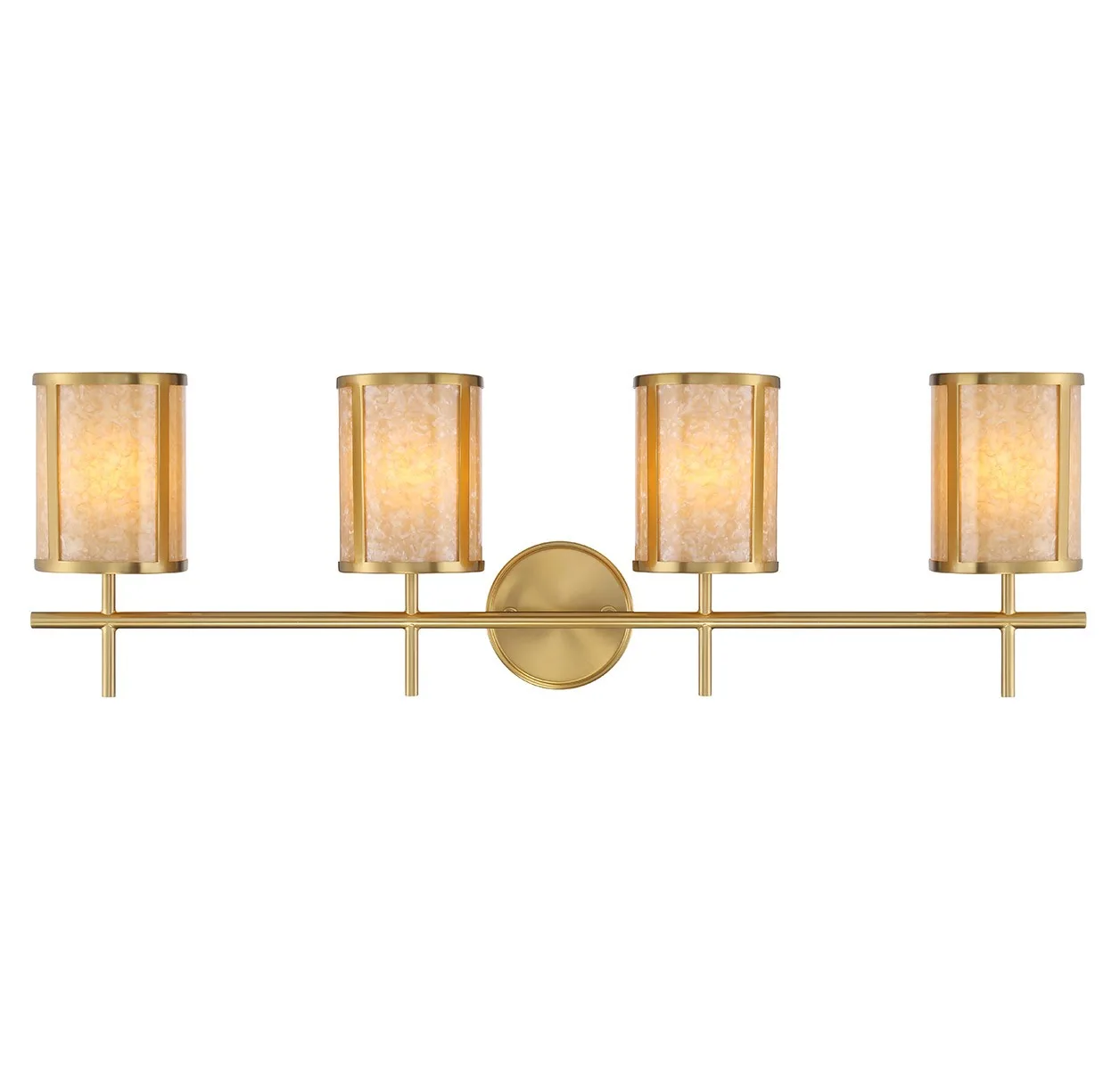Camden Four Light Bathroom Vanity in Warm Brass