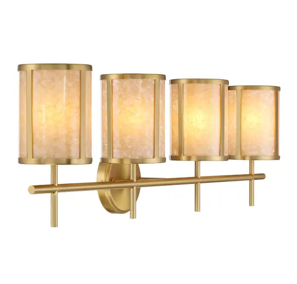 Camden 4-Light Bathroom Vanity Light in Warm Brass - Image 4