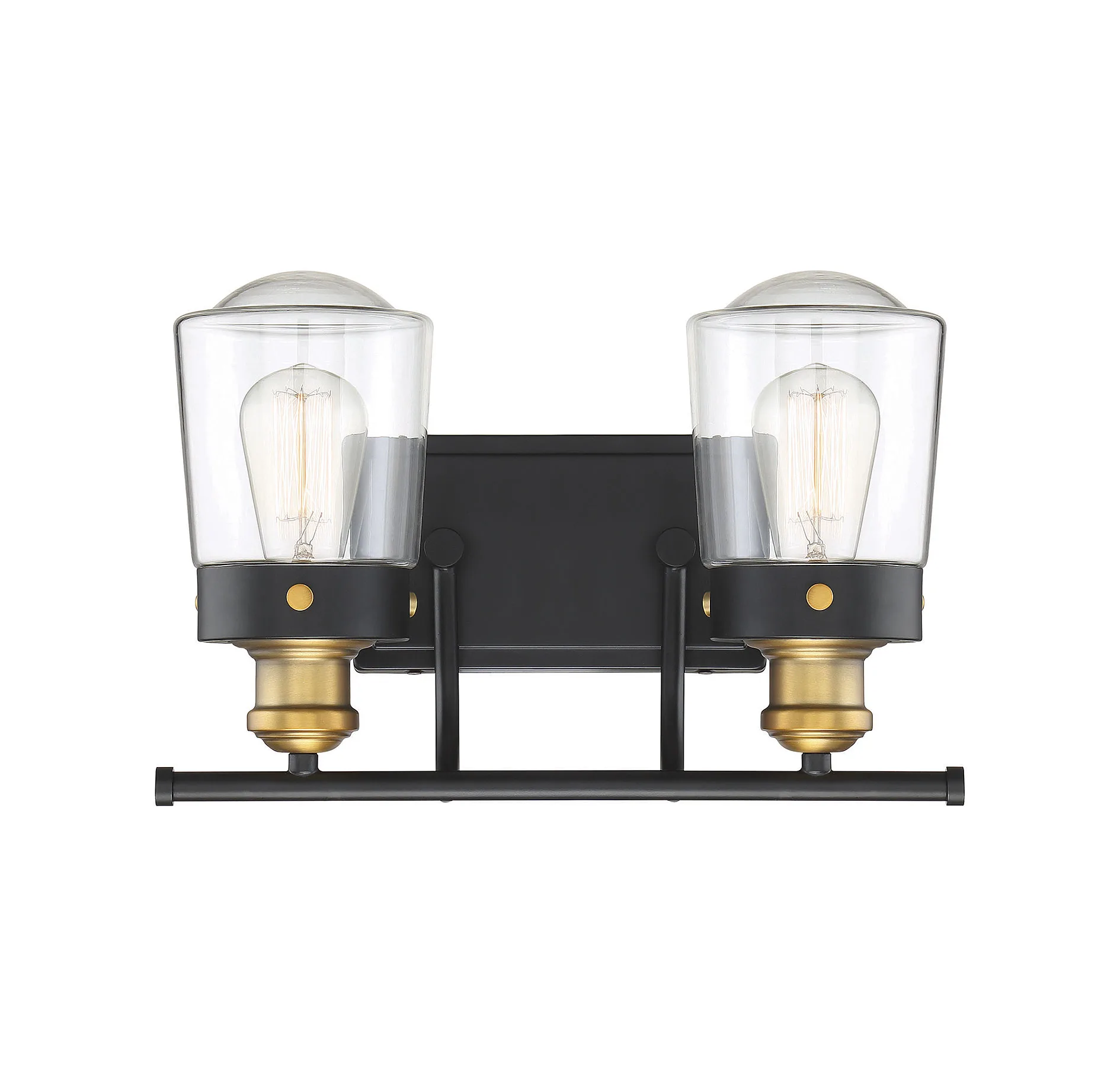 Macauley Two Light Bath Bar in Vintage Black with Warm Brass