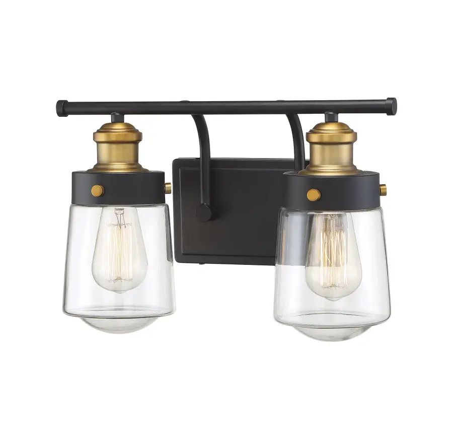 Macauley 2-Light Bathroom Vanity Light in Vintage Black with Warm Brass - Image 11