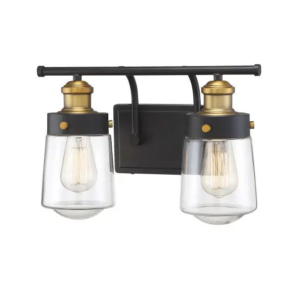 Macauley 2-Light Bathroom Vanity Light in Vintage Black with Warm Brass - Image 12