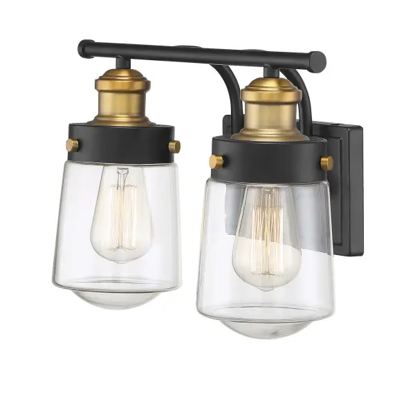 Macauley 2-Light Bathroom Vanity Light in Vintage Black with Warm Brass - Image 16