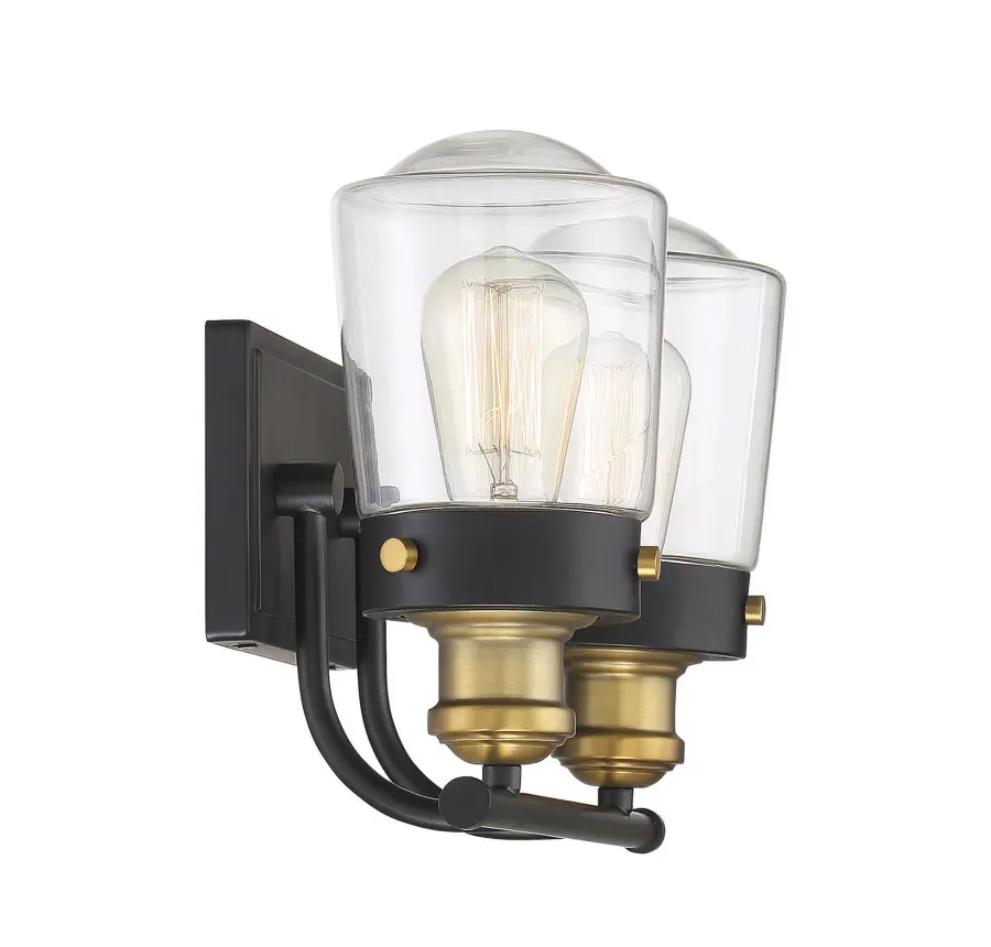 Macauley 2-Light Bathroom Vanity Light in Vintage Black with Warm Brass - Image 17