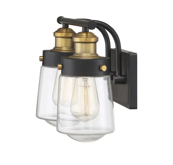 Macauley 2-Light Bathroom Vanity Light in Vintage Black with Warm Brass - Image 20