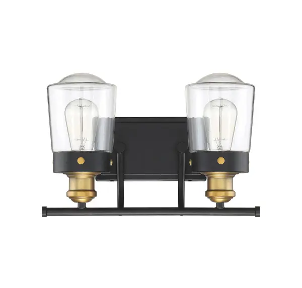 Macauley 2-Light Bathroom Vanity Light in Vintage Black with Warm Brass - Image 5