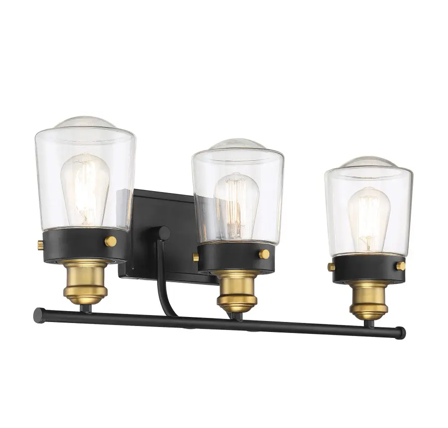 Macauley 3-Light Bathroom Vanity Light in Vintage Black with Warm Brass - Image 13