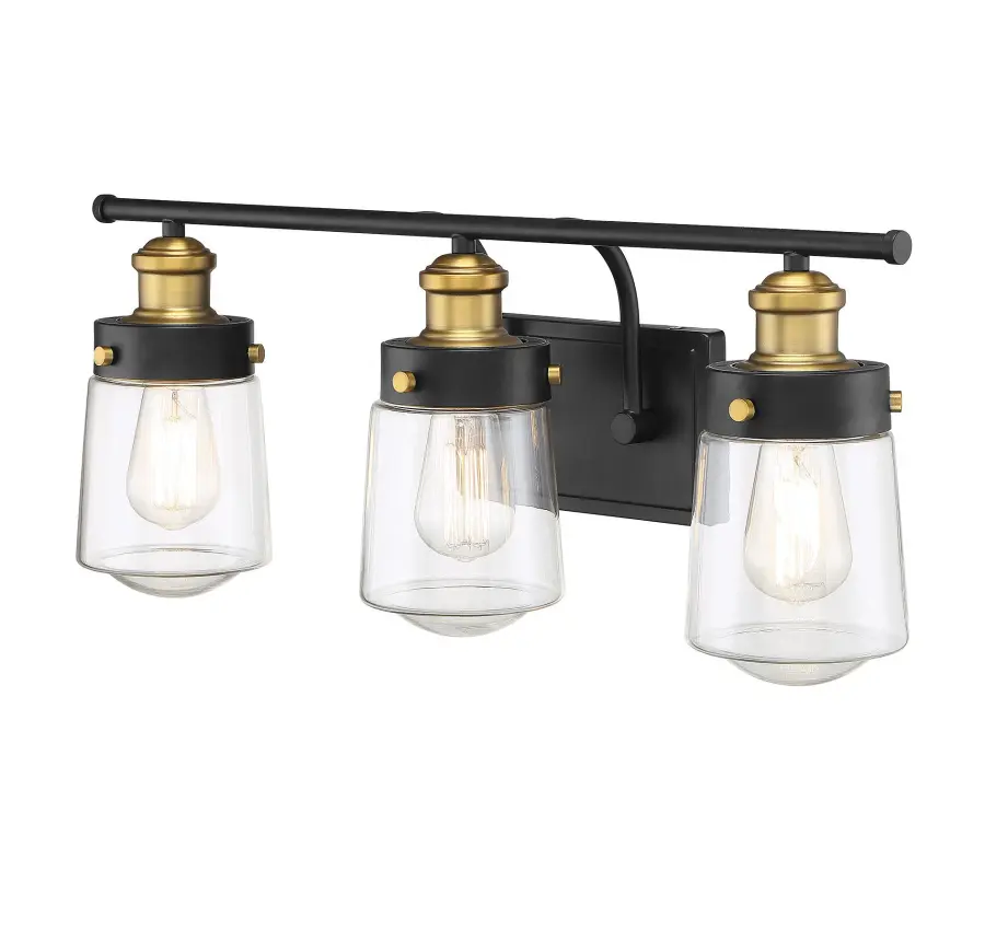 Macauley 3-Light Bathroom Vanity Light in Vintage Black with Warm Brass - Image 15