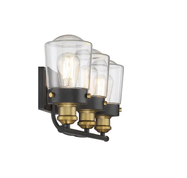 Macauley 3-Light Bathroom Vanity Light in Vintage Black with Warm Brass - Image 18