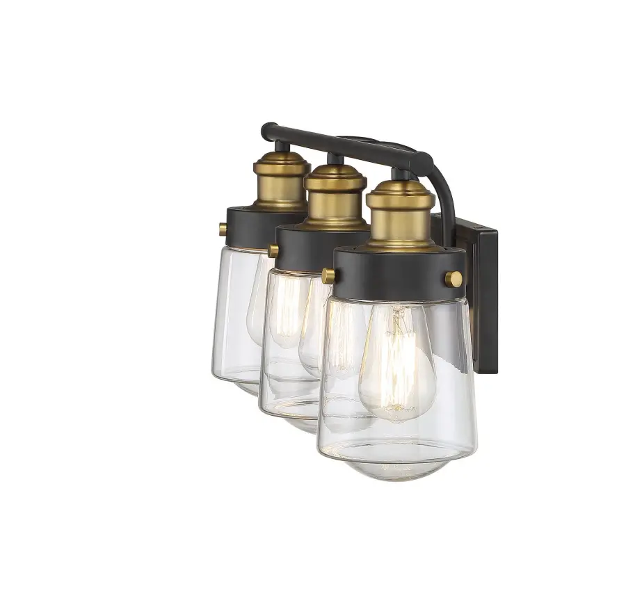 Macauley 3-Light Bathroom Vanity Light in Vintage Black with Warm Brass - Image 20