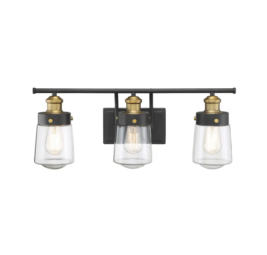 Macauley 3-Light Bathroom Vanity Light in Vintage Black with Warm Brass - Image 4