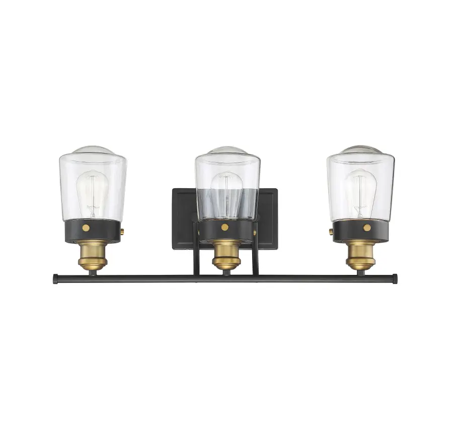 Macauley 3-Light Bathroom Vanity Light in Vintage Black with Warm Brass - Image 5