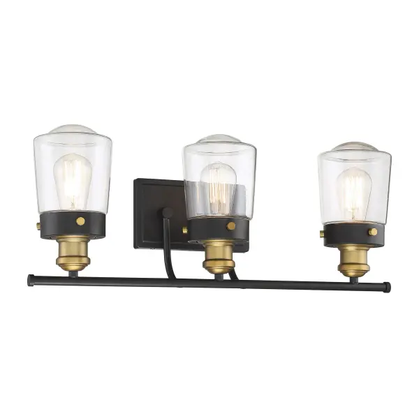 Macauley 3-Light Bathroom Vanity Light in Vintage Black with Warm Brass - Image 10