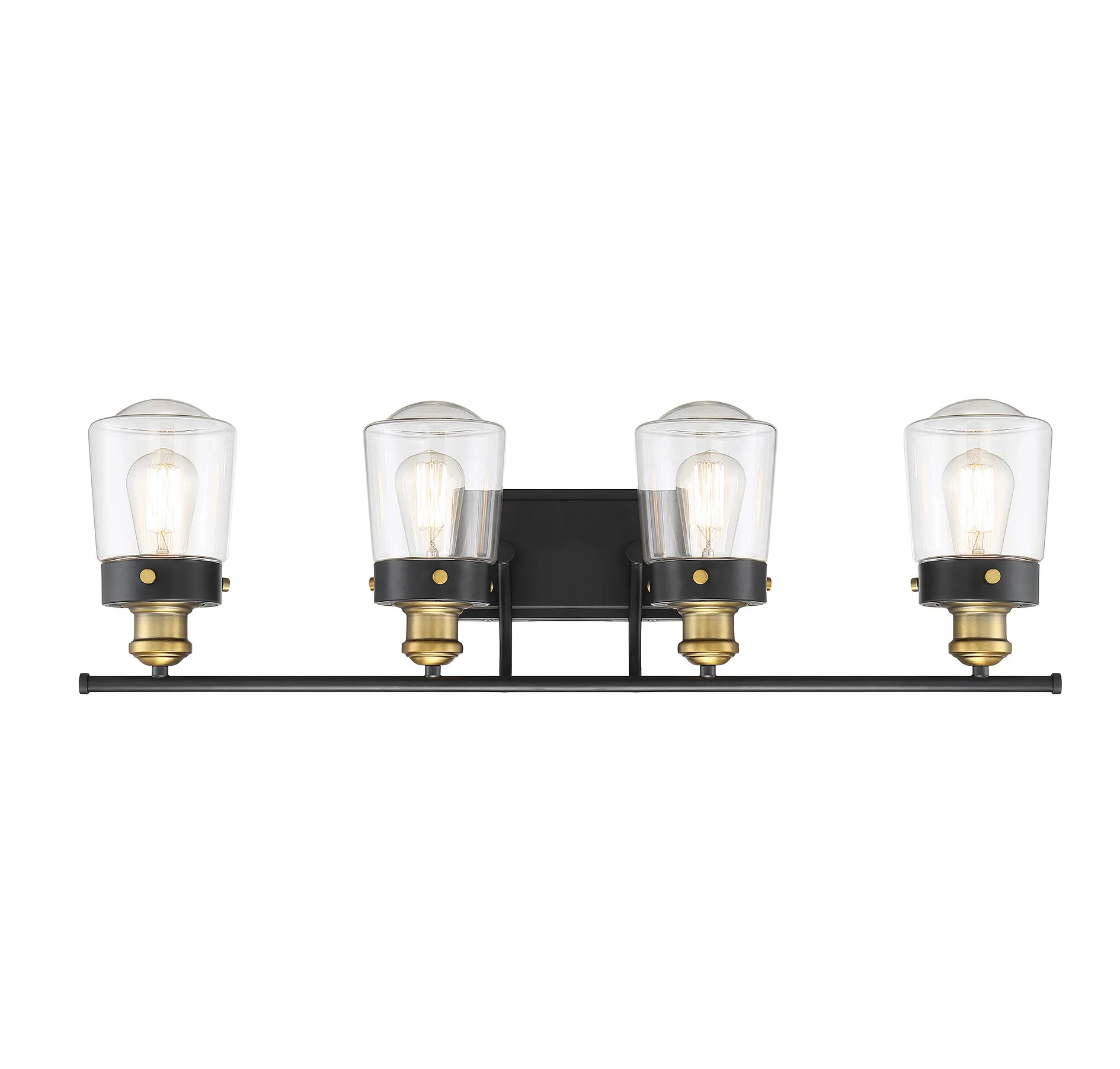 Macauley Four Light Bath Bar in Vintage Black with Warm Brass