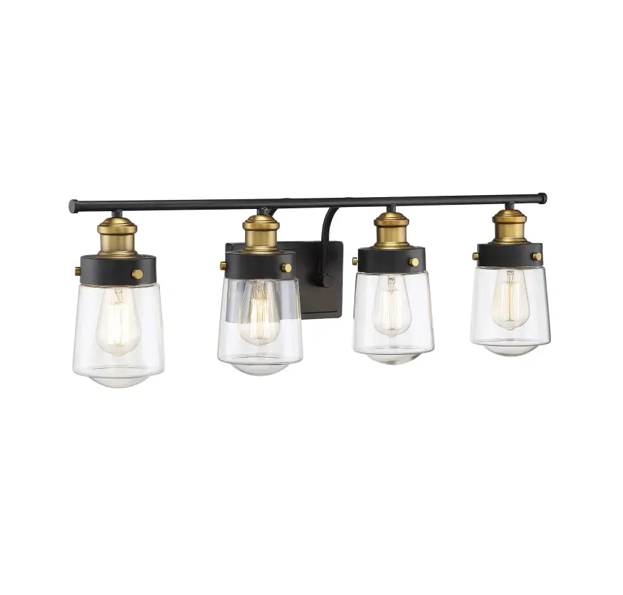 Macauley 4-Light Bathroom Vanity Light in Vintage Black with Warm Brass - Image 15