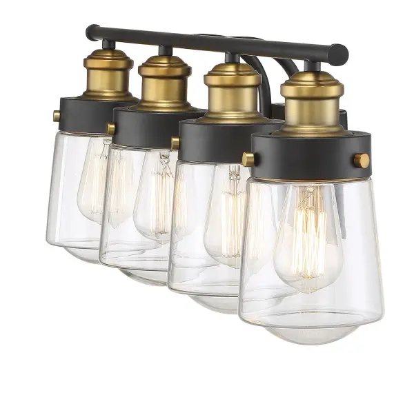 Macauley 4-Light Bathroom Vanity Light in Vintage Black with Warm Brass - Image 19