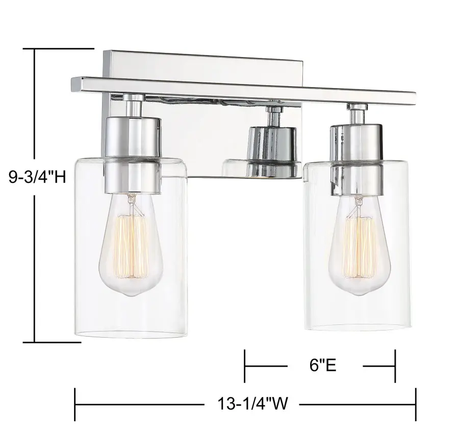 Lambert 2-Light Bathroom Vanity Light in Polished Chrome - Image 6