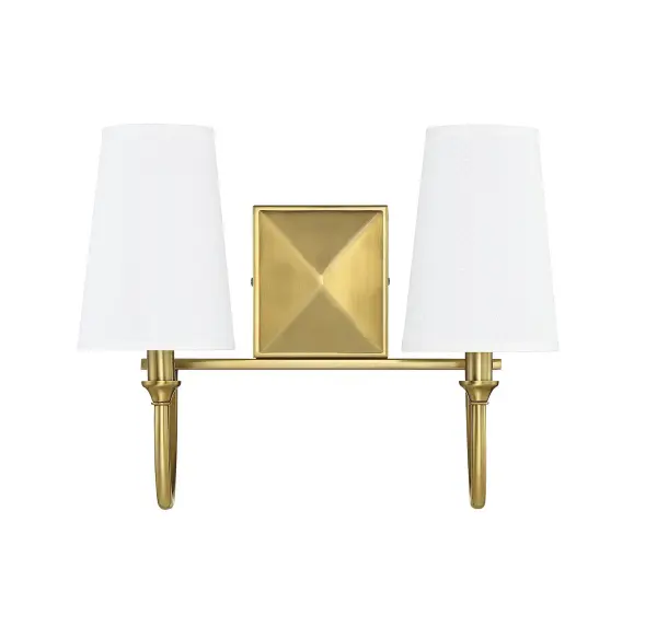 Cameron 2-Light Bathroom Vanity Light in Warm Brass - Image 3