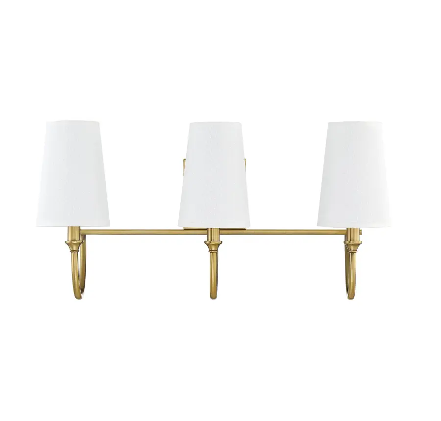 Cameron 3-Light Bathroom Vanity Light in Warm Brass - Image 4