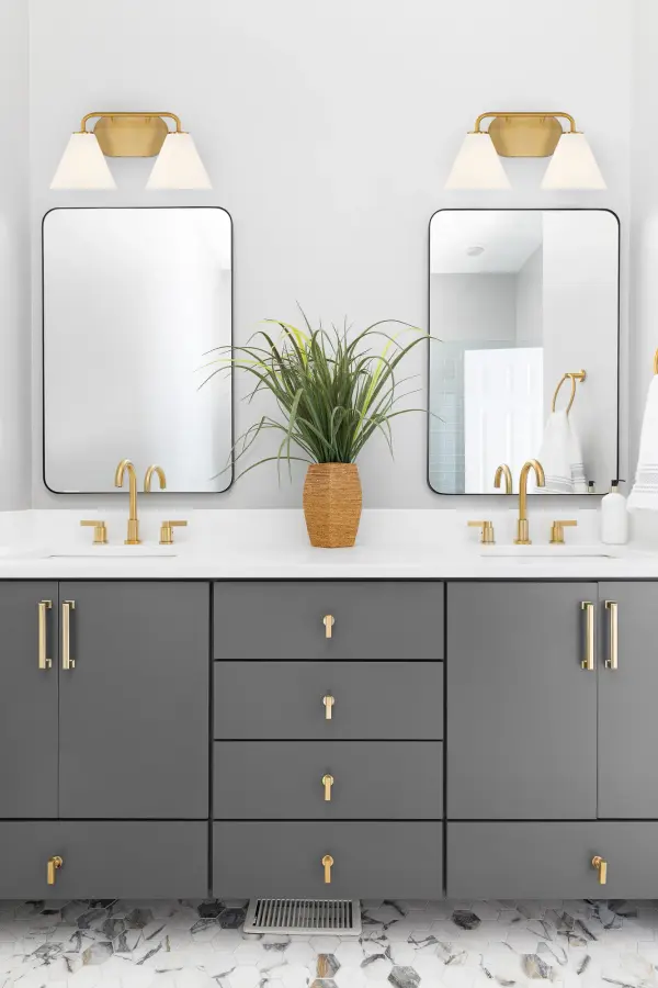 Blair Two Light Bathroom Vanity in Warm Brass - Image 6