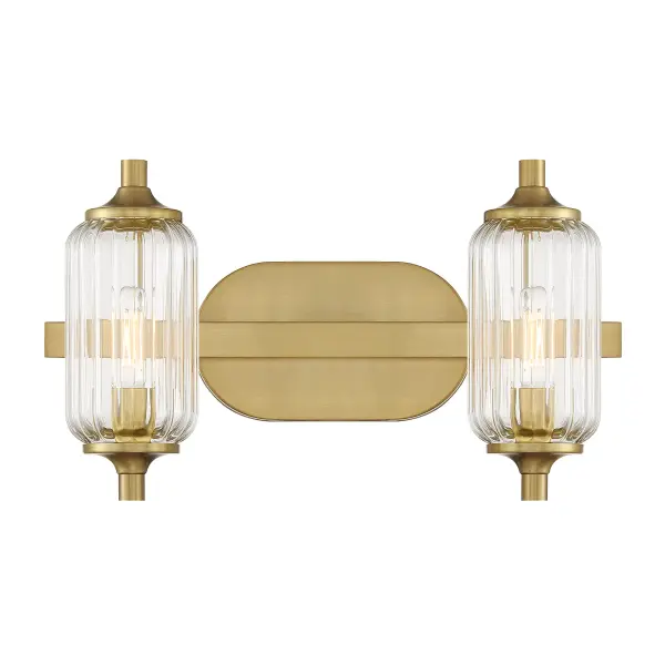 Holton Two Light Bathroom Vanity in Warm Brass - Image 1