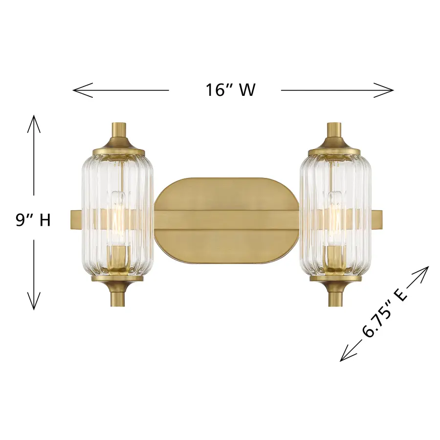 Holton Two Light Bathroom Vanity in Warm Brass - Image 6