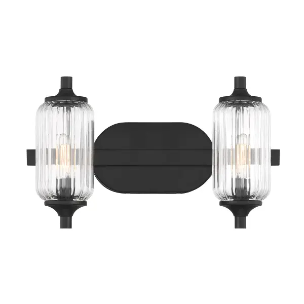 Holton 2-Light Bathroom Vanity Light in Matte Black - Image 1