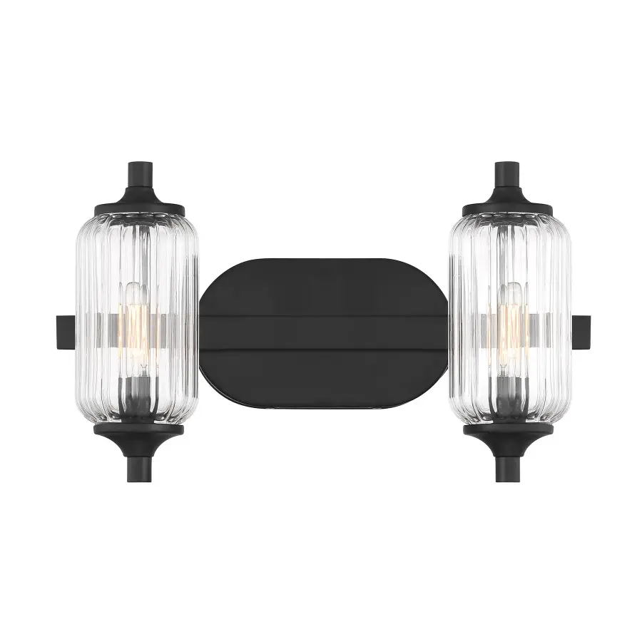 Holton 2-Light Bathroom Vanity Light in Matte Black - Image 1