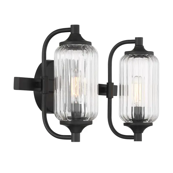 Holton 2-Light Bathroom Vanity Light in Matte Black - Image 4