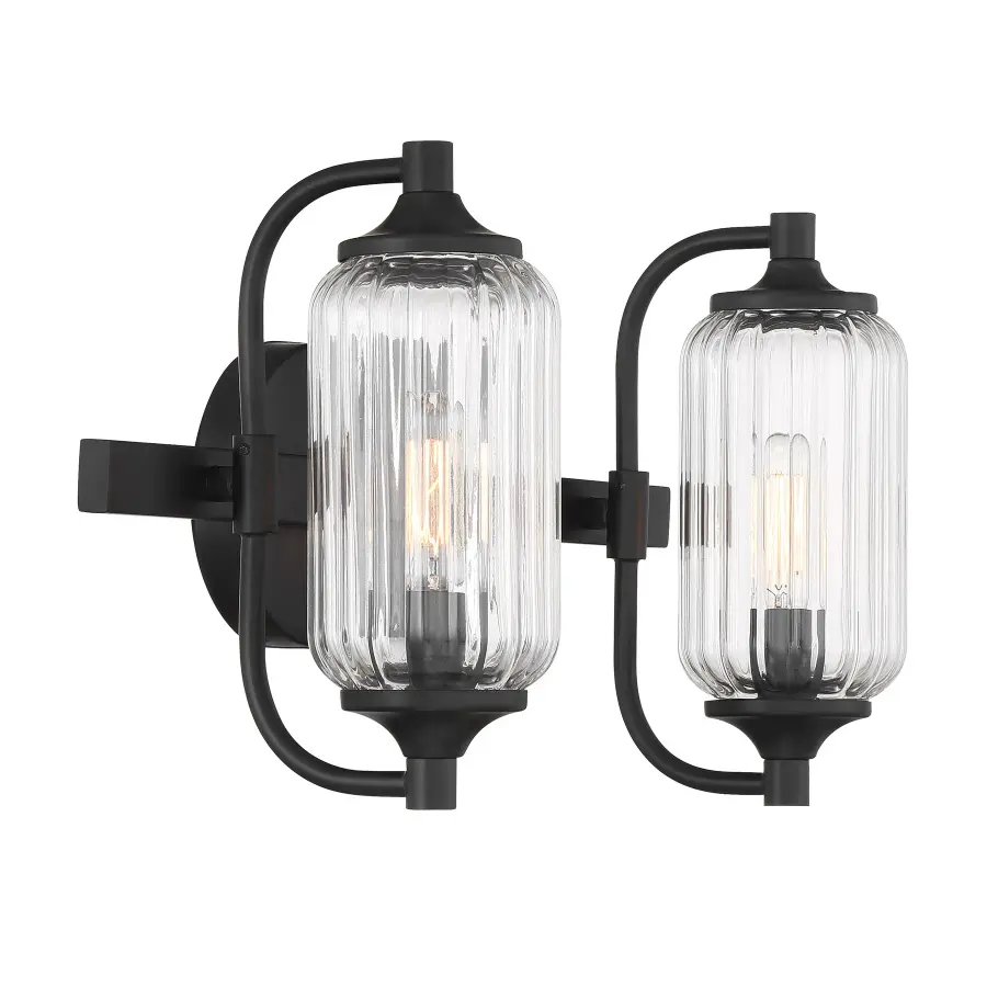 Holton 2-Light Bathroom Vanity Light in Matte Black - Image 4