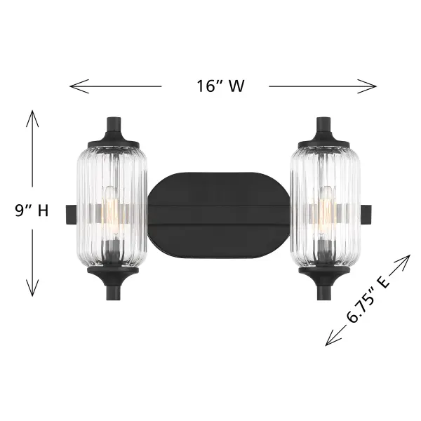 Holton 2-Light Bathroom Vanity Light in Matte Black - Image 6