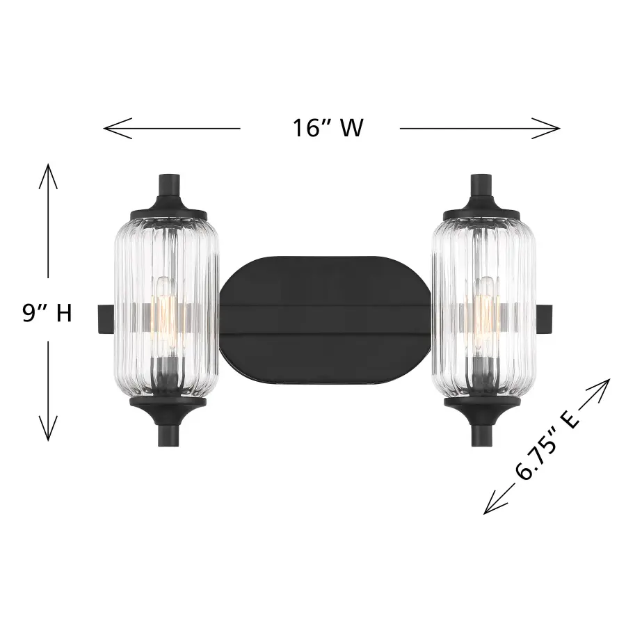 Holton 2-Light Bathroom Vanity Light in Matte Black - Image 6