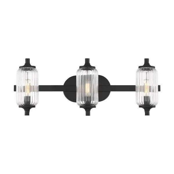 Holton 3-Light Bathroom Vanity Light in Matte Black - Image 1