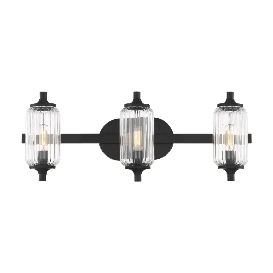 Holton 3-Light Bathroom Vanity Light in Matte Black - Image 1