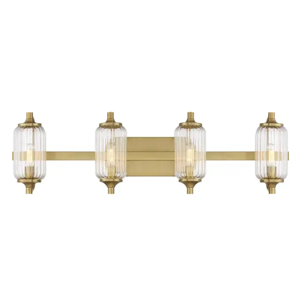 Holton Four Light Bathroom Vanity in Warm Brass - Image 1