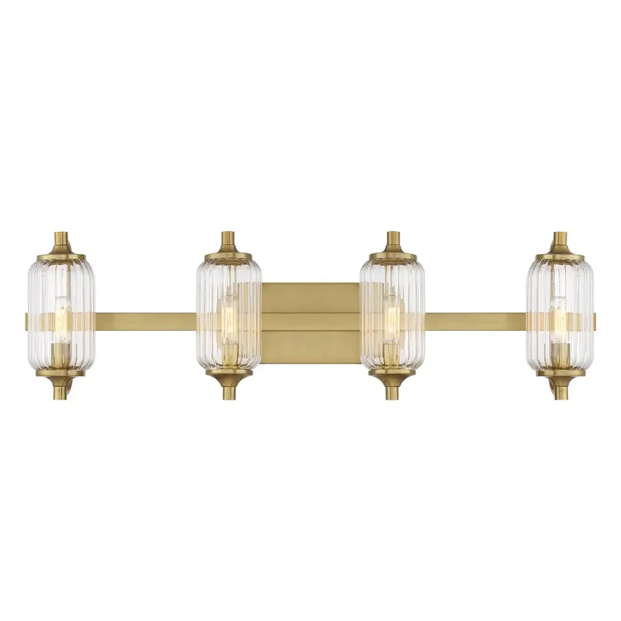 Holton Four Light Bathroom Vanity in Warm Brass - Image 1