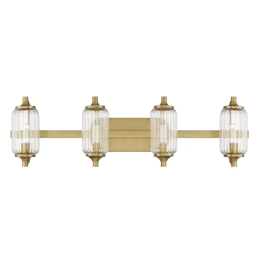 Holton Four Light Bathroom Vanity in Warm Brass - Image 2