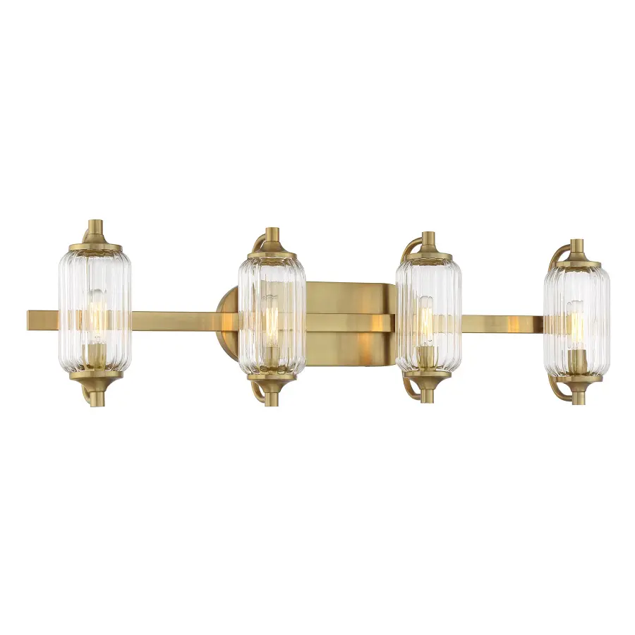 Holton Four Light Bathroom Vanity in Warm Brass - Image 3