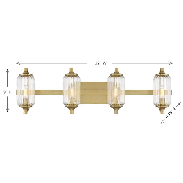 Holton Four Light Bathroom Vanity in Warm Brass - Image 6