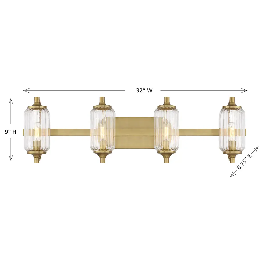 Holton Four Light Bathroom Vanity in Warm Brass - Image 6