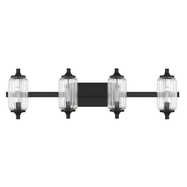 Holton 4-Light Bathroom Vanity Light in Matte Black - Image 2