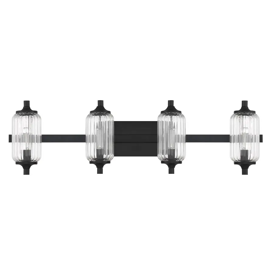 Holton 4-Light Bathroom Vanity Light in Matte Black - Image 2