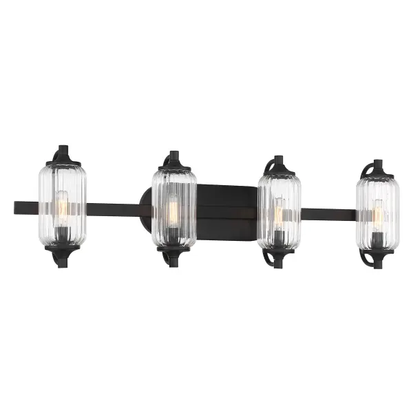 Holton 4-Light Bathroom Vanity Light in Matte Black - Image 3