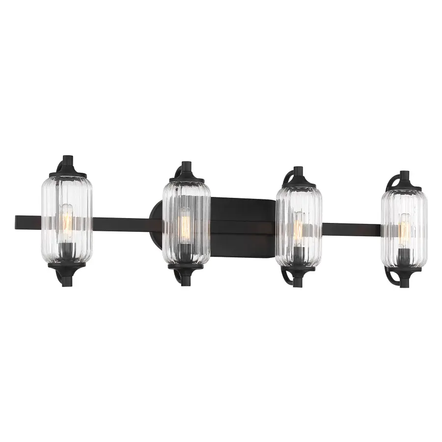 Holton 4-Light Bathroom Vanity Light in Matte Black - Image 3